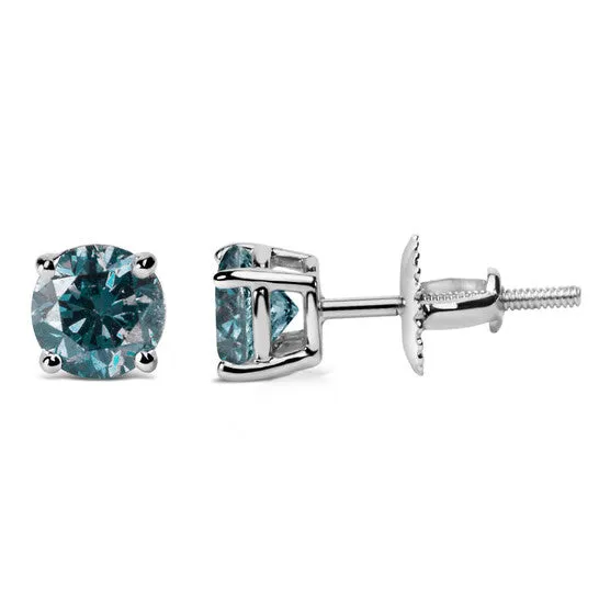 Original 14K White Gold 200 Cttw Round BrilliantCut Lab Grown Blue Diamond Classic 4Prong Stud Earrings with Screw Backs VS1VS2 Clarity JMS always Earrings Original 14K White Gold 200 Cttw Round BrilliantCut Lab Grown Blue Diamond Classic 4Prong Stud Earrings with Screw Backs VS1VS2 Clarity JMS always Earrings