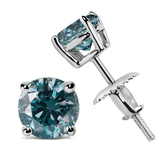 Original 14K White Gold 200 Cttw Round BrilliantCut Lab Grown Blue Diamond Classic 4Prong Stud Earrings with Screw Backs VS1VS2 Clarity JMS always Earrings Original 14K White Gold 200 Cttw Round BrilliantCut Lab Grown Blue Diamond Classic 4Prong Stud Earrings with Screw Backs VS1VS2 Clarity JMS always Earrings
