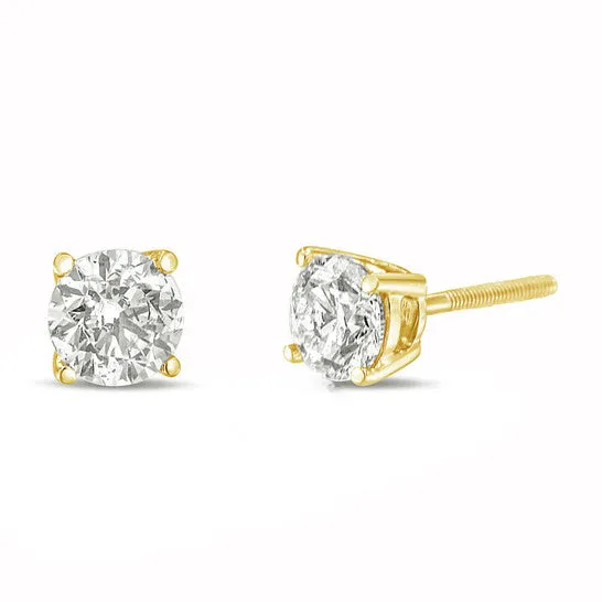 Original 14K Yellow Gold 10 Cttw Round Brilliant Cut Lab Grown White Diamond 4Prong Classic Solitaire Stud Earrings GH Color VS1VS2 Clarity JMS always Earrings Original 14K Yellow Gold 10 Cttw Round Brilliant Cut Lab Grown White Diamond 4Prong Classic Solitaire Stud Earrings GH Color VS1VS2 Clarity JMS always Earrings