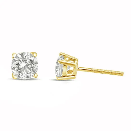 Original 14K Yellow Gold 10 Cttw Round Brilliant Cut Lab Grown White Diamond 4Prong Classic Solitaire Stud Earrings GH Color VS1VS2 Clarity JMS always Earrings Original 14K Yellow Gold 10 Cttw Round Brilliant Cut Lab Grown White Diamond 4Prong Classic Solitaire Stud Earrings GH Color VS1VS2 Clarity JMS always Earrings