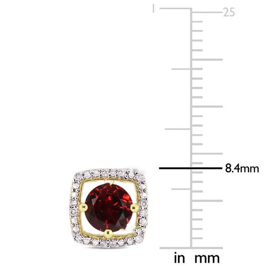 Original AMOUR 1 15 CT TGW Garnet and Diamond Halo Square Stud Earrings In 10K Yellow Gold JMS always Earrings Original AMOUR 1 15 CT TGW Garnet and Diamond Halo Square Stud Earrings In 10K Yellow Gold JMS always Earrings