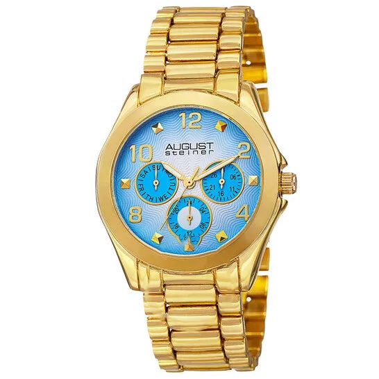 Original August Steiner Quartz Blue Dial Ladies Watch AS8150YG JMS always Watches Original August Steiner Quartz Blue Dial Ladies Watch AS8150YG JMS always Watches