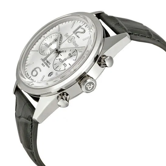 Original Bell and Ross Vintage Officer Silver Dial Stainless Steel Grey Leather Mens Watch BRG126WHSTSCR JMS always Earrings Original Bell and Ross Vintage Officer Silver Dial Stainless Steel Grey Leather Mens Watch BRG126WHSTSCR JMS always Earrings