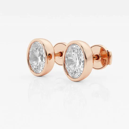 Original Brilliant Diamond 14KT Rose Gold 2 cttw OvalCut Lab Grown Diamond Bezel Set Solitaire Stud Earrings for Women FGVSSI JMS always Earrings Original Brilliant Diamond 14KT Rose Gold 2 cttw OvalCut Lab Grown Diamond Bezel Set Solitaire Stud Earrings for Women FGVSSI JMS always Earrings