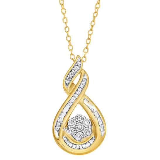 Original Diamond Muse 025 cttw Yellow Gold Over Sterling Silver Diamond Teardrop Necklace for Women JMS always Necklaces Original Diamond Muse 025 cttw Yellow Gold Over Sterling Silver Diamond Teardrop Necklace for Women JMS always Necklaces