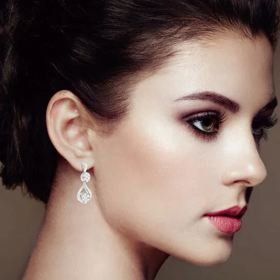 Original Haus of Brilliance 10K White Gold Plated Sterling Silver 12 cttw LabGrown Diamond Dangle Earring FG Color VS2SI1 Clarity JMS always Earrings Original Haus of Brilliance 10K White Gold Plated Sterling Silver 12 cttw LabGrown Diamond Dangle Earring FG Color VS2SI1 Clarity JMS always Earrings