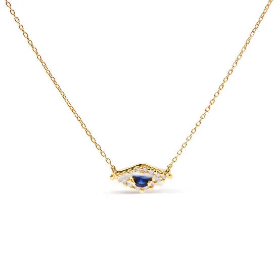 Original Haus of Brilliance 10K Yellow Gold Blue Sapphire and Diamond Accented Evil Eye 18 Inch Pendant Necklace HI Color I1I2 Clarity JMS always Necklaces Original Haus of Brilliance 10K Yellow Gold Blue Sapphire and Diamond Accented Evil Eye 18 Inch Pendant Necklace HI Color I1I2 Clarity JMS always Necklaces