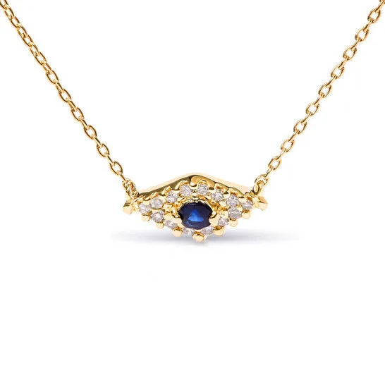 Original Haus of Brilliance 10K Yellow Gold Blue Sapphire and Diamond Accented Evil Eye 18 Inch Pendant Necklace HI Color I1I2 Clarity JMS always Necklaces Original Haus of Brilliance 10K Yellow Gold Blue Sapphire and Diamond Accented Evil Eye 18 Inch Pendant Necklace HI Color I1I2 Clarity JMS always Necklaces