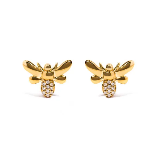 Original Haus of Brilliance 10K Yellow Gold Diamond Accented Bumble Bee Stud Earring HI Color I1I2 Clarity JMS always Earrings Original Haus of Brilliance 10K Yellow Gold Diamond Accented Bumble Bee Stud Earring HI Color I1I2 Clarity JMS always Earrings