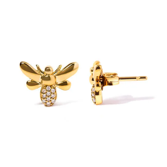 Original Haus of Brilliance 10K Yellow Gold Diamond Accented Bumble Bee Stud Earring HI Color I1I2 Clarity JMS always Earrings Original Haus of Brilliance 10K Yellow Gold Diamond Accented Bumble Bee Stud Earring HI Color I1I2 Clarity JMS always Earrings