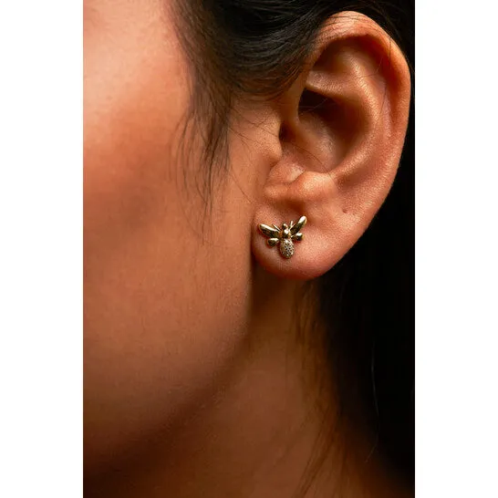 Original Haus of Brilliance 10K Yellow Gold Diamond Accented Bumble Bee Stud Earring HI Color I1I2 Clarity JMS always Earrings Original Haus of Brilliance 10K Yellow Gold Diamond Accented Bumble Bee Stud Earring HI Color I1I2 Clarity JMS always Earrings