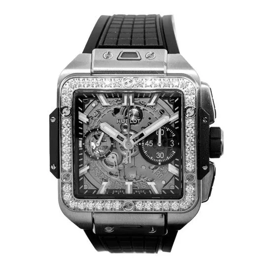 Original Hublot Square Bang Unico Titanium Diamonds Chronograph Automatic Watch 821NX0170RX1204 JMS always Watches Original Hublot Square Bang Unico Titanium Diamonds Chronograph Automatic Watch 821NX0170RX1204 JMS always Watches