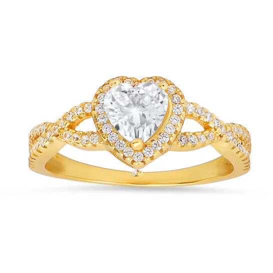 Original Kylie Harper Gold Over Silver Heartcut Cubic Zirconia CZ Halo Ring JMS always Rings Original Kylie Harper Gold Over Silver Heartcut Cubic Zirconia CZ Halo Ring JMS always Rings