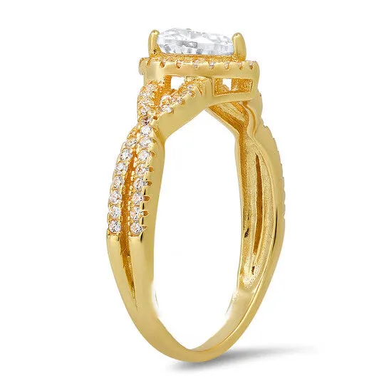 Original Kylie Harper Gold Over Silver Heartcut Cubic Zirconia CZ Halo Ring JMS always Rings Original Kylie Harper Gold Over Silver Heartcut Cubic Zirconia CZ Halo Ring JMS always Rings