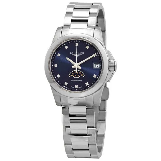 Original Longines Conquest Quartz Diamond Ladies Moon Phase Watch L33804976 JMS always Watches Original Longines Conquest Quartz Diamond Ladies Moon Phase Watch L33804976 JMS always Watches