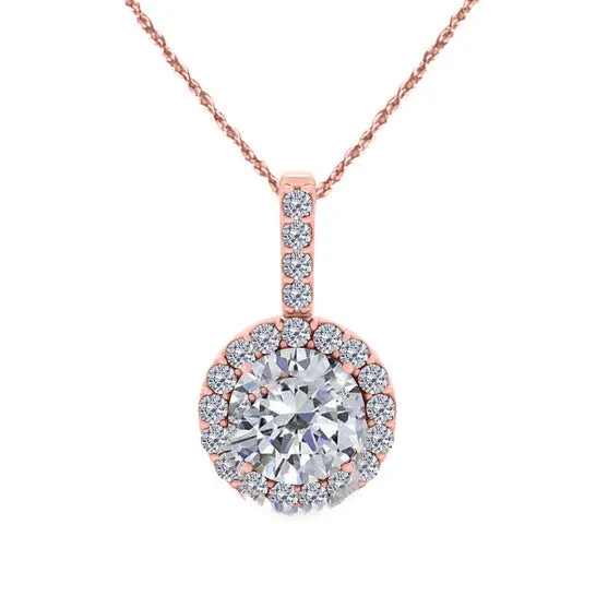 Original Maulijewels 065 Carat Diamond Pendant Necklace For Women In 14K Rose Gold With 18 Gold Plated 925 Sterling Silver Box Chain JMS always Necklaces Original Maulijewels 065 Carat Diamond Pendant Necklace For Women In 14K Rose Gold With 18 Gold Plated 925 Sterling Silver Box Chain JMS always Necklaces