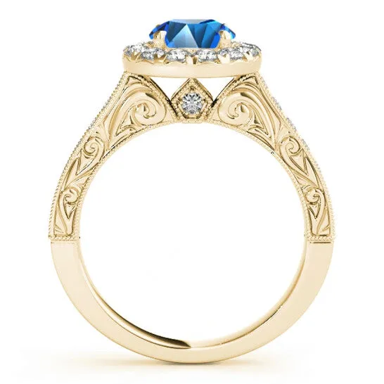 Original Maulijewels 140 Carat Round Shape Blue And White Diamond Ring in 14K Yellow Gold JMS always Rings Original Maulijewels 140 Carat Round Shape Blue And White Diamond Ring in 14K Yellow Gold JMS always Rings