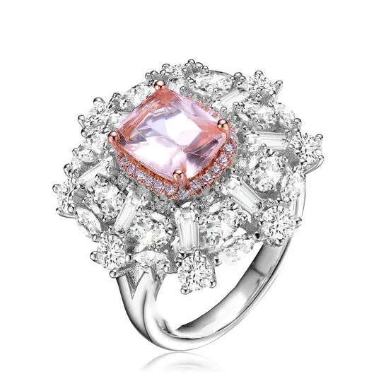 Original Megan Walford Sterling Silver Morganite and Clear Cubic Zirconias Ring JMS always Rings Original Megan Walford Sterling Silver Morganite and Clear Cubic Zirconias Ring JMS always Rings