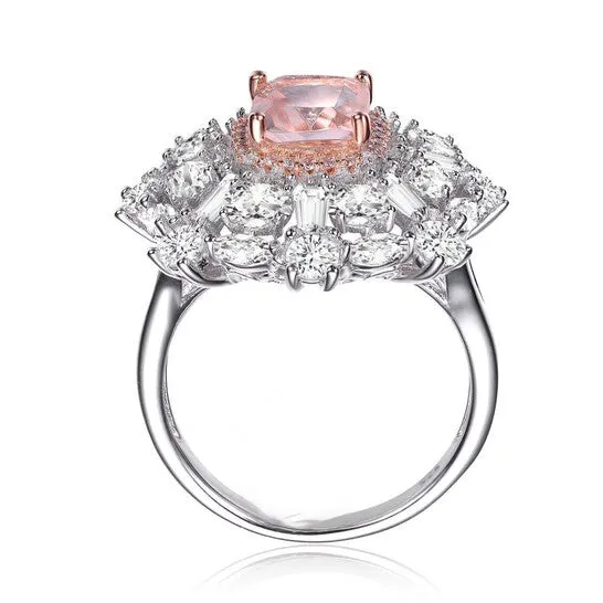 Original Megan Walford Sterling Silver Morganite and Clear Cubic Zirconias Ring JMS always Rings Original Megan Walford Sterling Silver Morganite and Clear Cubic Zirconias Ring JMS always Rings