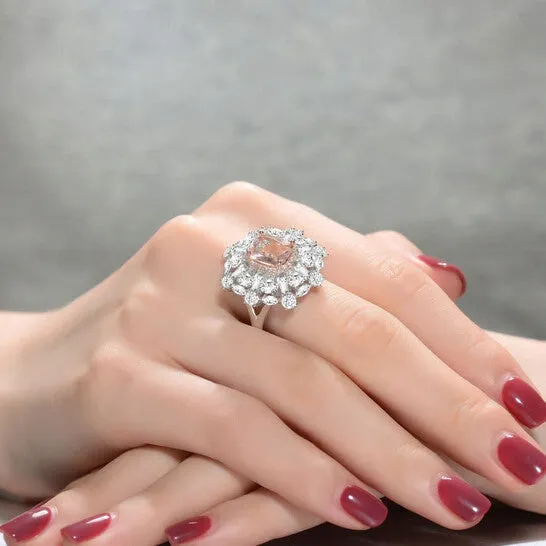 Original Megan Walford Sterling Silver Morganite and Clear Cubic Zirconias Ring JMS always Rings Original Megan Walford Sterling Silver Morganite and Clear Cubic Zirconias Ring JMS always Rings