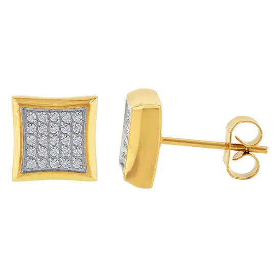 Original Robert Alton 14CTW Diamond Stainless Steel With Yellow Finish Mens Square Stud Earrings JMS always Earrings Original Robert Alton 14CTW Diamond Stainless Steel With Yellow Finish Mens Square Stud Earrings JMS always Earrings