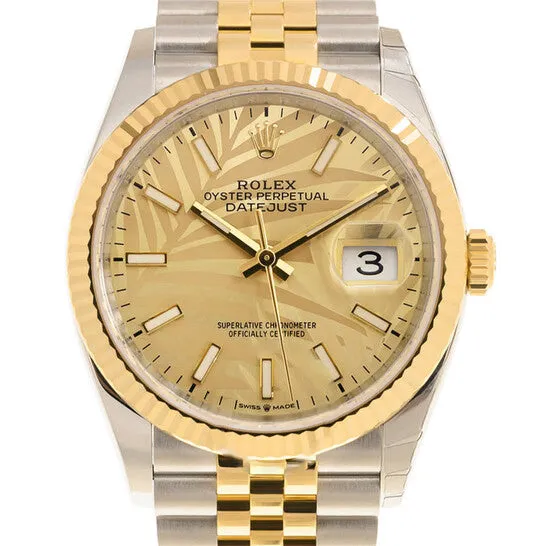 Original Rolex Datejust 36 Automatic Champagne Palm Dial Watch 126233CSPLMJ JMS always Watches Original Rolex Datejust 36 Automatic Champagne Palm Dial Watch 126233CSPLMJ JMS always Watches