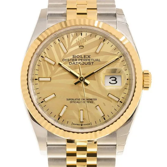 Original Rolex Datejust 36 Automatic Champagne Palm Dial Watch 126233CSPLMJ JMS always Watches Original Rolex Datejust 36 Automatic Champagne Palm Dial Watch 126233CSPLMJ JMS always Watches