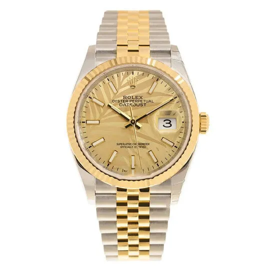 Original Rolex Datejust 36 Automatic Champagne Palm Dial Watch 126233CSPLMJ JMS always Watches Original Rolex Datejust 36 Automatic Champagne Palm Dial Watch 126233CSPLMJ JMS always Watches