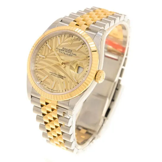 Original Rolex Datejust 36 Automatic Champagne Palm Dial Watch 126233CSPLMJ JMS always Watches Original Rolex Datejust 36 Automatic Champagne Palm Dial Watch 126233CSPLMJ JMS always Watches