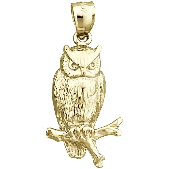 PreStyled Sets 14K Gold Perched Owl Pendant Goldia
