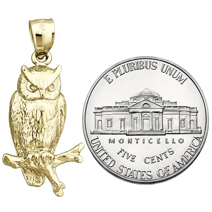 PreStyled Sets 14K Gold Perched Owl Pendant Goldia
