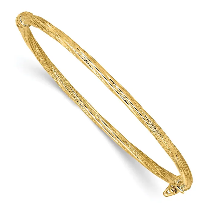 PreStyled Sets 14k Yellow Gold Polished Textured Twisted Hinged Bangle Goldia PreStyled Sets 14k Yellow Gold Polished Textured Twisted Hinged Bangle Goldia