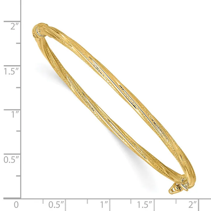 PreStyled Sets 14k Yellow Gold Polished Textured Twisted Hinged Bangle Goldia