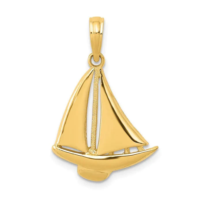PreStyled Sets 14k Yellow Gold Sailboat Pendant Goldia