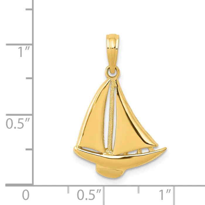PreStyled Sets 14k Yellow Gold Sailboat Pendant Goldia