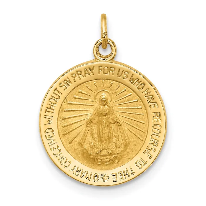 PreStyled Sets Goldia 14k Yellow Gold Solid PolishedSatin Round Miraculous Medal PreStyled Sets Goldia 14k Yellow Gold Solid PolishedSatin Round Miraculous Medal