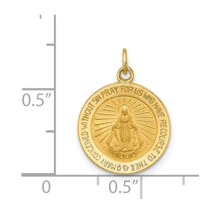 PreStyled Sets Goldia 14k Yellow Gold Solid PolishedSatin Round Miraculous Medal