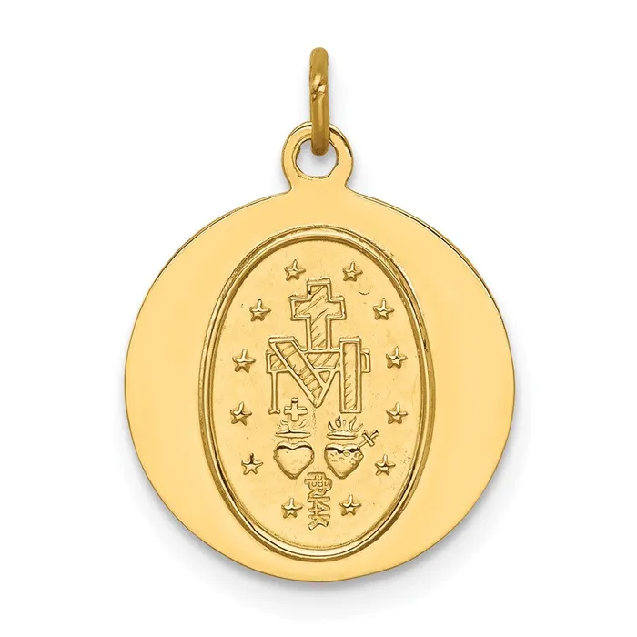 PreStyled Sets Goldia 14k Yellow Gold Solid PolishedSatin Round Miraculous Medal