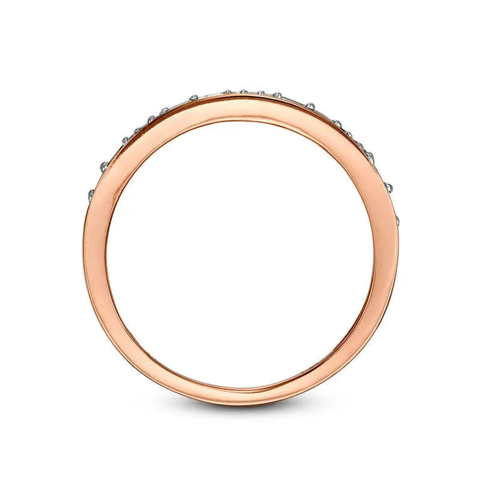 Rings 013 CT TW Baguette and Round Natural Diamond Two Stone Alternating Stackable Band in Solid 10K Rose Gold Goldia Rings 013 CT TW Baguette and Round Natural Diamond Two Stone Alternating Stackable Band in Solid 10K Rose Gold Goldia