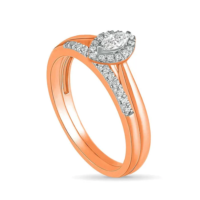Rings 025 CT TW Marquise Natural Diamond Frame Bridal Engagement Ring Set in Solid 10K Rose Gold Goldia Rings 025 CT TW Marquise Natural Diamond Frame Bridal Engagement Ring Set in Solid 10K Rose Gold Goldia