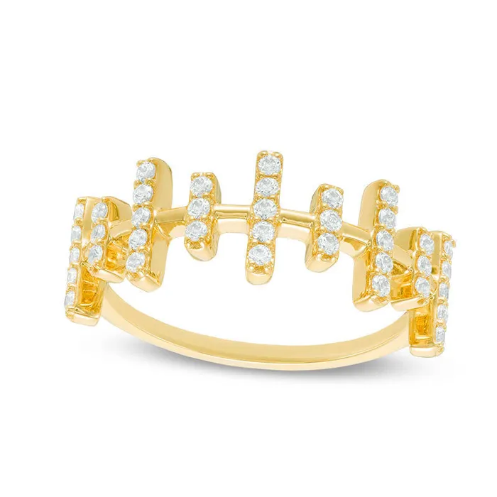 Rings 033 CT TW Natural Diamond MultiRow Bar Ring in Solid 10K Yellow Gold Goldia