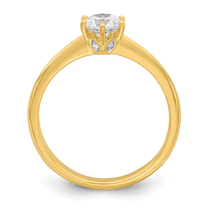 Rings 050ct CZ Solid Real 14k Polish 12ct Round Leaf Design Dia Ring Goldia