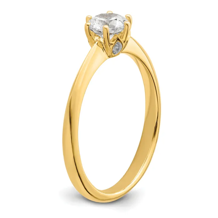 Rings 050ct CZ Solid Real 14k Polish 12ct Round Leaf Design Dia Ring Goldia
