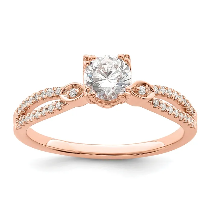 Rings 050ct CZ Solid Real 14k Rose Polish 12ct Round Engagement Dia Ring Goldia