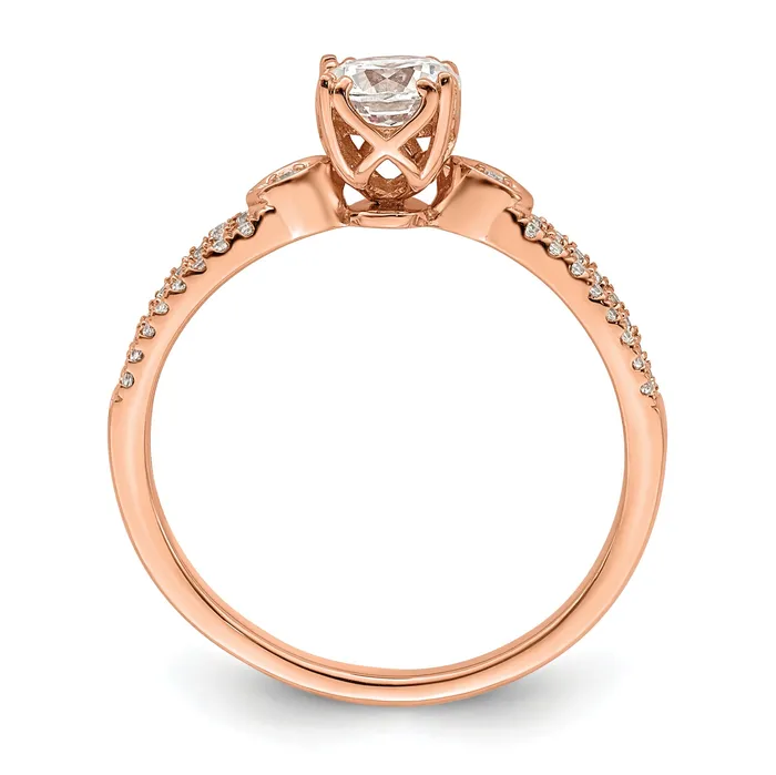 Rings 050ct CZ Solid Real 14k Rose Polish 12ct Round Engagement Dia Ring Goldia