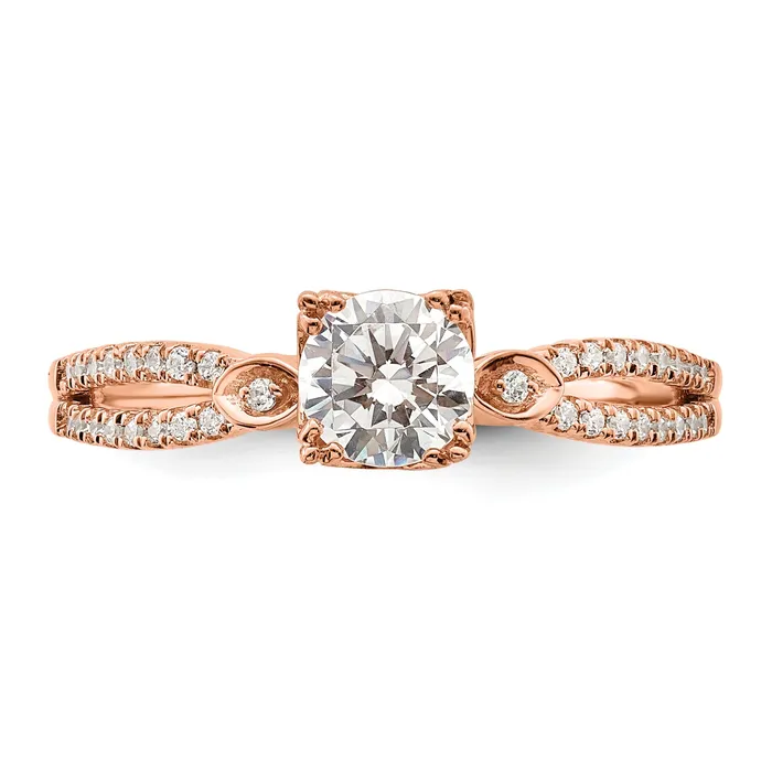 Rings 050ct CZ Solid Real 14k Rose Polish 12ct Round Engagement Dia Ring Goldia