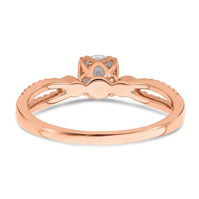 Rings 050ct CZ Solid Real 14k Rose Polish 12ct Round Engagement Dia Ring Goldia