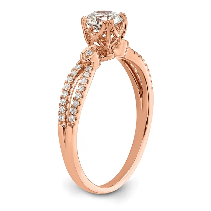 Rings 050ct CZ Solid Real 14k Rose Polish 12ct Round Engagement Dia Ring Goldia