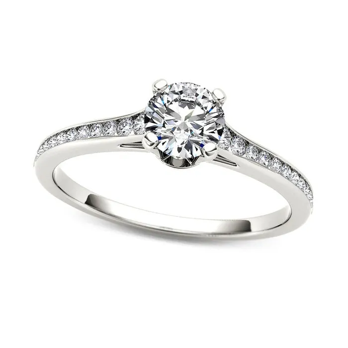 Rings 075 CT TW Natural Diamond Engagement Ring in Solid 14K White Gold Goldia Rings 075 CT TW Natural Diamond Engagement Ring in Solid 14K White Gold Goldia