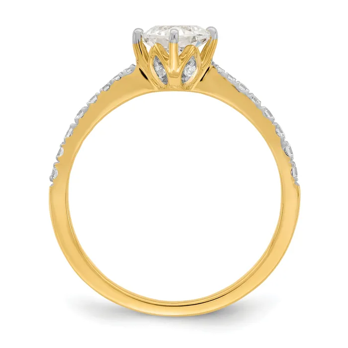 Rings 075ct CZ Solid Real 14k Polish 34ct Cushion Leaf Design Dia Ring Goldia